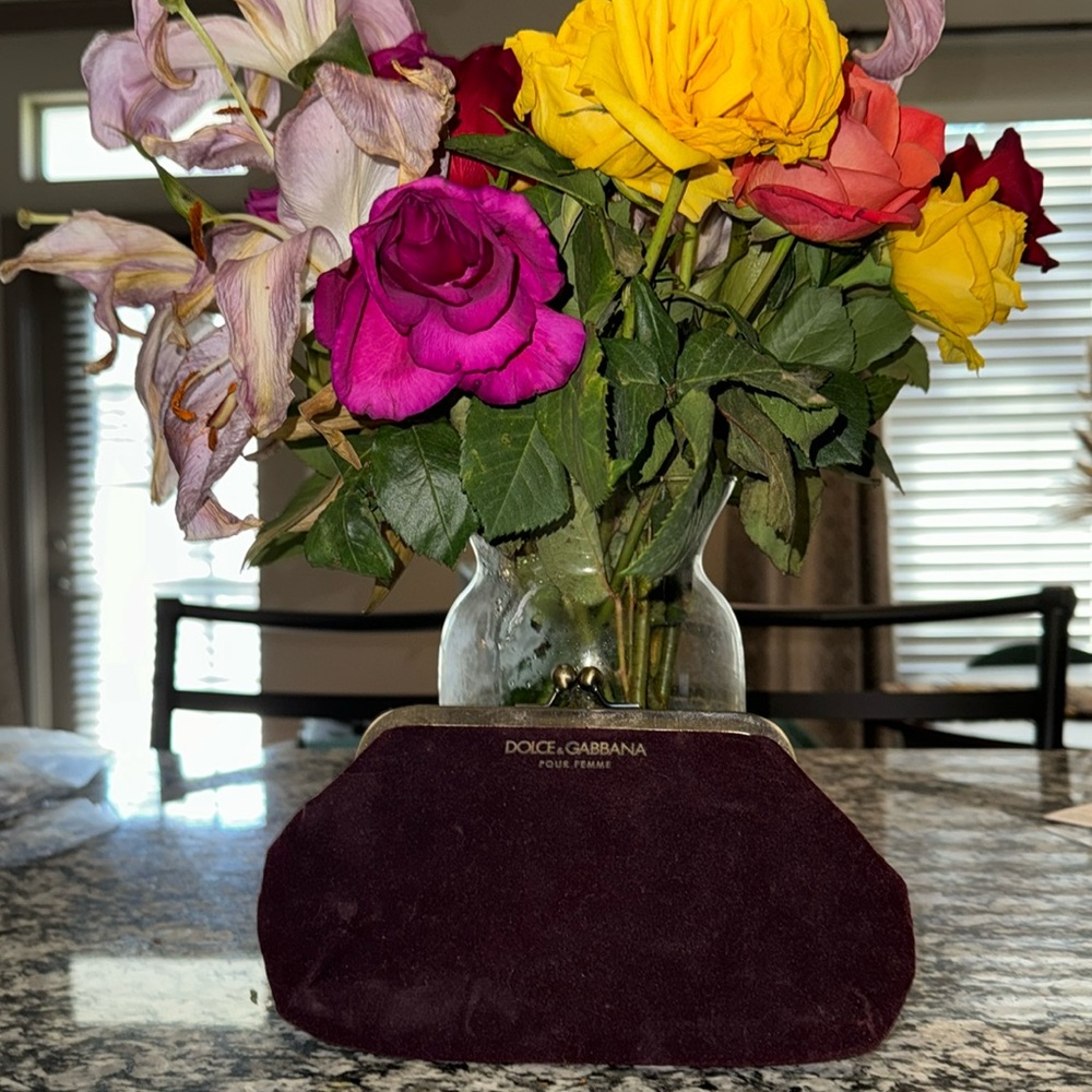 Dolce & Gabbana - maroon velvet coin purse